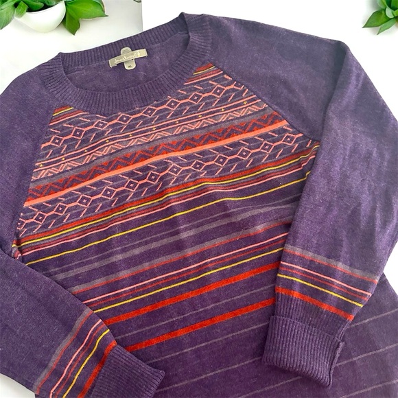 Smartwool Merino Wool Blend Purple Multicolor Knit Sweater - Picture 2 of 9
